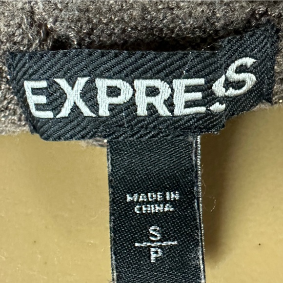 Express Brown Metallic Glitter Shimmer Knit Batwing Short Sleeve Top Womens S - Picture 8 of 12